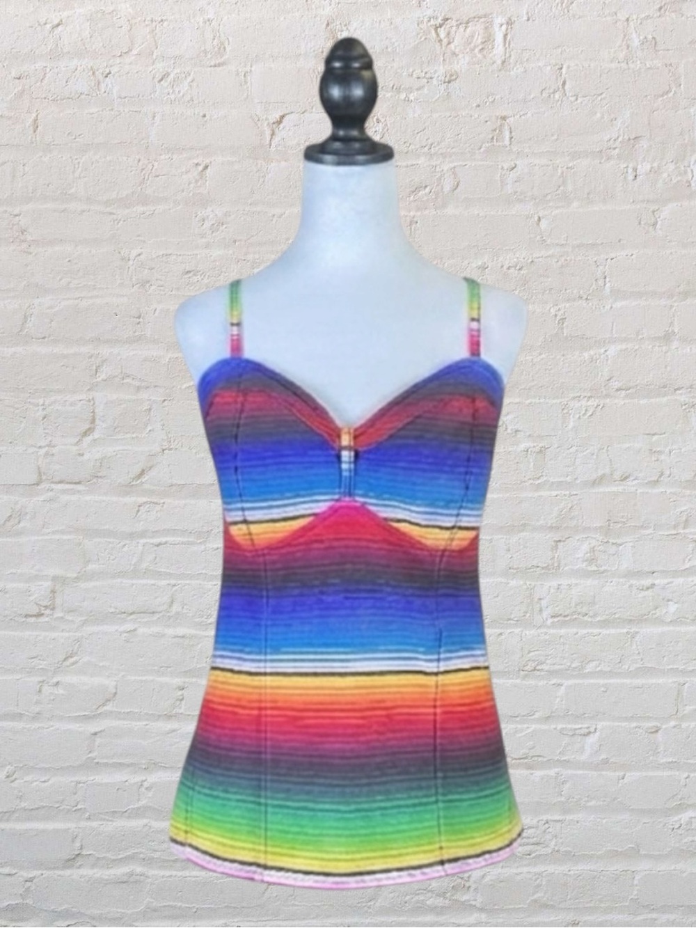Royal Bones by Daang Bustier Tank Top Rainbow Serape Cotton Y2K Goth Grunge XXL